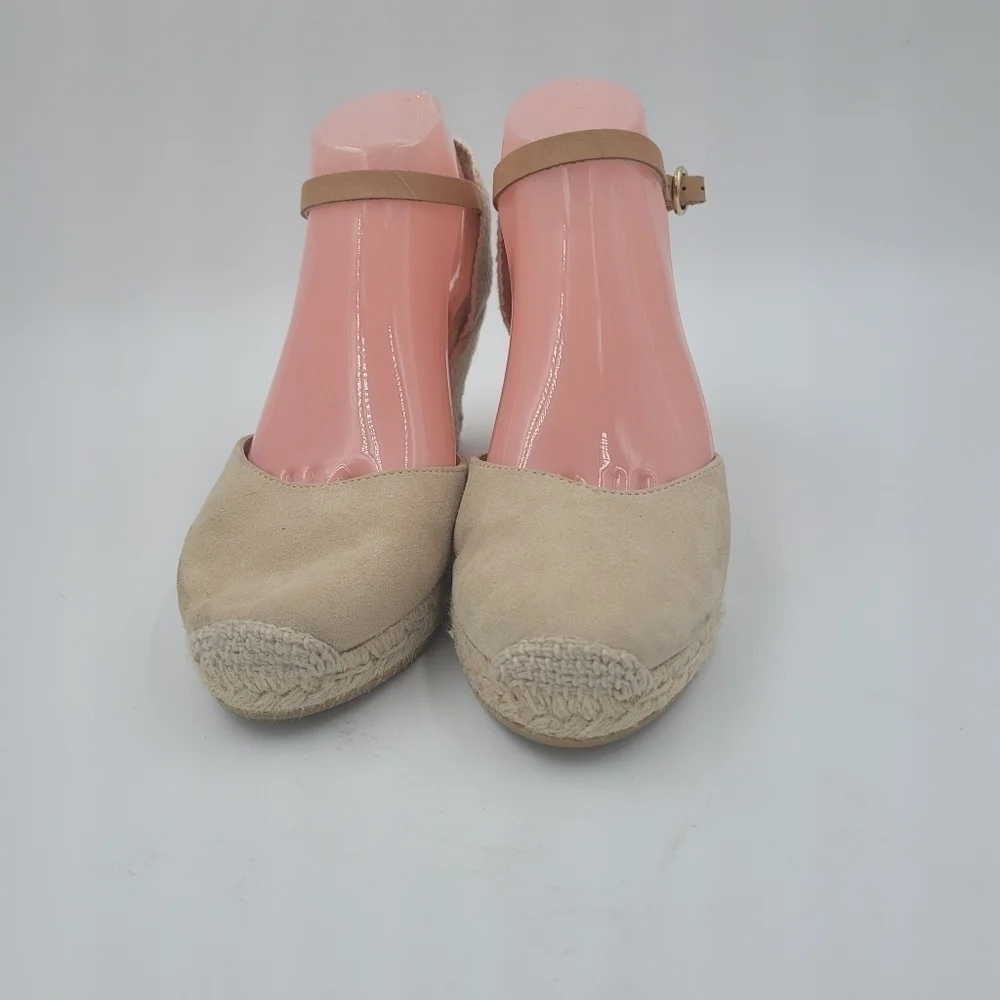 Kanna Laura espadrille wedge sandals suede and hemp size 9 new